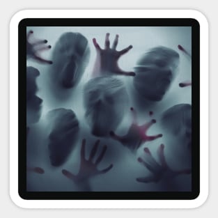 Horror Ghost Faces In The Mist Halloween Sticker